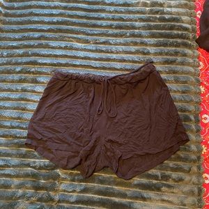 All black, tie in the front shorts